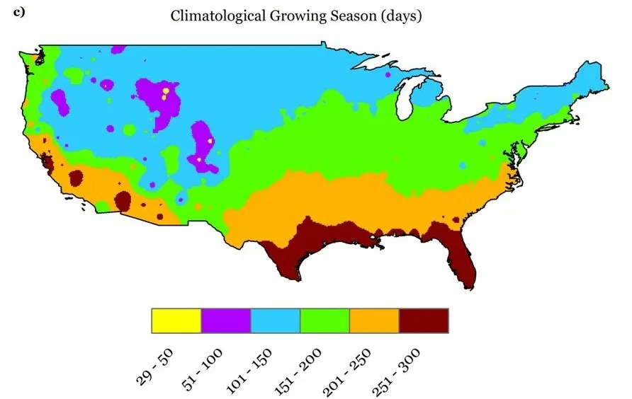 Growing Season Days by US Ag